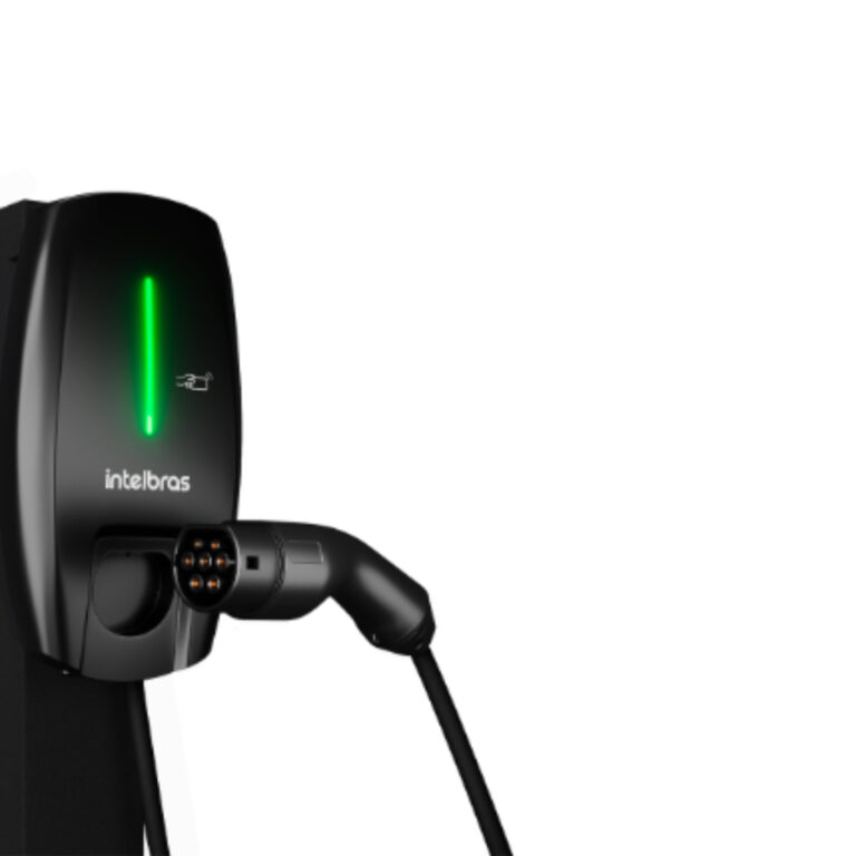 Estação de Recarga para Veículos Elétricos City AC 7,4 KW Intelbras, ideal para recarga prática e eficiente de veículos elétricos em ambientes urbanos.